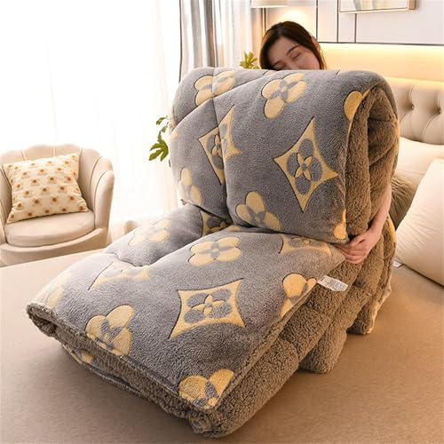 AIMENJOY Trapunta Invernale, Coperta in Cashmere Pesante per Letto, Piumino Matrimoniale Caldo, Biancheria da Letto Domestica (A-01, 220x240cm - 5KG)