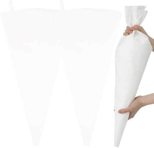 Telooco 2 Pezzi sac à poche riutilizzabili in tela di cotone con rivestimento in plastica per decorare torte, pasticceria, pasticceria, decorazione 60 cm