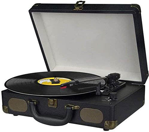 WDWDW Giradischi Grammofono Valigia con Bluetooth/Radio FM Multifunzione/Porta USB e Scheda SD/Convertitore da Vinile a MP3