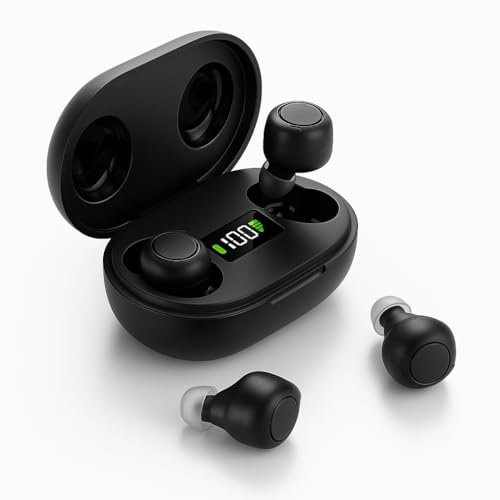 ECHOEDGE Rechargeable Hearing Amplifier with HD Intelligent Noise Reduction Chip - Anti-Howling, Digital Display Case & Touch Control - 35hrs Battery Life & 3 Sound Modes for Clearer Hearing (Black)