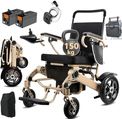 WEYRAL 48km Lange Elektrorollstuhl,Elektrorollstuhl, bis 150 kg, 2 * 12AH Rollstuhl Elektrisch Faltbar, mit Hecksteuerung, Elektro Rollstuhl für Senioren, mit Hecksteuerung