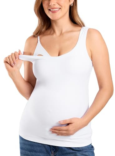 MOMANDA Maternity Nursing Tank Tops White 12