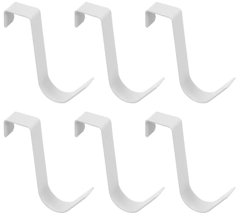 Veemoon 6 Pièces Crochets S Acier Carboné Blanc Crochets Suspendus Robustesse pour Portes Armoire Vestiaire Salle de Bain Cuisine et Dortoir Supports Multiples pour Manteaux Serviettes