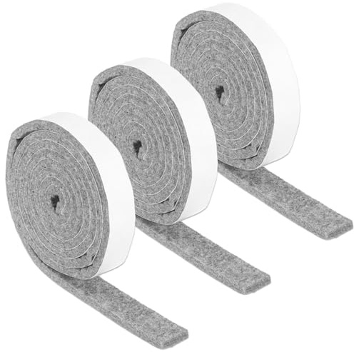 OQKAHIV 3 pcs Bande de Feutre autocollante – Rouleau de Bande en Feutre Gris clair, Rouleaux de Patins en Feutre Autocollants pour Meubles - 100 x 2 cm - Bande de Protection autocollante pour Meubles