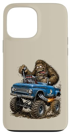 Drôle Bigfoot Camion Tout-Terrain Sasquatch Vintage 4x4 Cartoon Coque pour iPhone 13 Pro Max