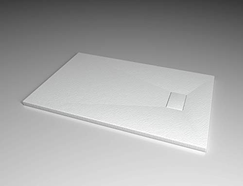 PIATTO DOCCIA EFFETTO PIETRA ARDESIA RESINA SMC 70 80 90 100 120 140 160 180 2.6 BIANCO ANTRACITE TORTORA PIETRA PILETTA INCLUSA (100 x 100, Bianco)