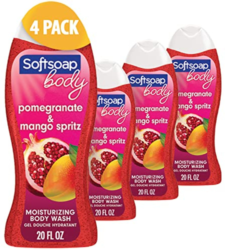 Softsoap Body Wash, Pomegranate & Mango Spritz Body Wash, 20 Fl Oz (Pack of 4)