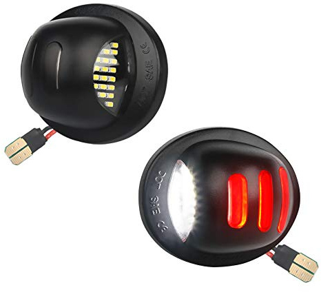 MbuyDIY LED License Plate Light Lamp Assembly with Red OLED Neon Tube Compatible with Ford F150 1990-2014, F250 F350 1999-2016, Ranger 1983-2011, Excursion Raptor Black housing 6000K White, Pack of 2