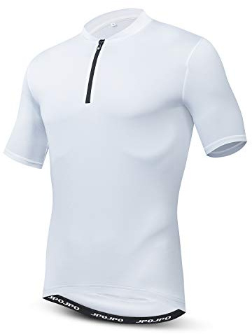 Ciclismo Jersey manga corta ciclismo al aire libre ropa con 3 bolsillos traseros, Blanco, Medium
