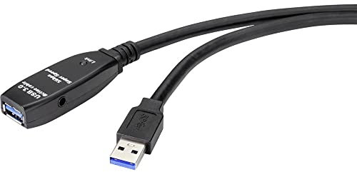 Renkforce USB-Kabel USB 3.2 Gen1 (USB 3.0 / USB 3.1 Gen1) USB-A Stecker, USB-A Buchse 15.00 m Schwarz RF-4598348
