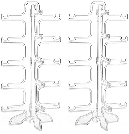 Espositore per Occhiali da Sole, 2 Pcs Porta Occhiali da Sole Plastica, Espositore Occhiali 5 Paia, Supporto per Occhiali da Vista Trasparente, per la Visualizzazione o la Conservazione Degli Occhiali