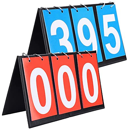 Lahviuu Anzeigetafel,2pcs 3 Digit Portable Flip Sport Anzeigetafel Karton Digitale Anzeigetafel Tragbare Scorebord Wettbewerbs Anzeigetafel Sportanzeigetafel Zähler(1 Blau 1 Rot)
