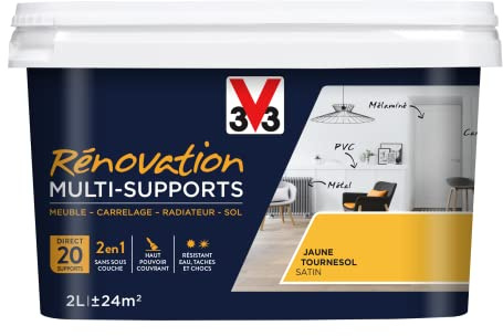 V33 Peinture rénovation multi-supports, Jaune tournesol 2L