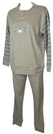 RAGNO Pigiama Donna Manica Lunga Pantalone Lungo Invernale Interlock Collo Serafino Articolo DA35N1, 147MF Fantasia Sasso Melange, 46