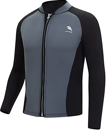 Veste de plongée en néoprène de 2 mm pour homme – Haut de combinaison de plongée pour femme avec fermeture éclair sur le devant – Combinaison de plongée à manches longues pour natation