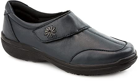 Wide Fit Leather One-Touch-Fasten Monk Shoes - Navy Size 5.5