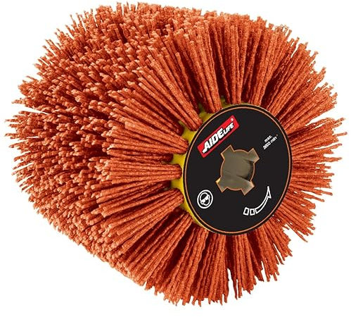 Aidelife Tamburo a spazzola in filo di nylon per legno e pietra, superfici metalliche, sgrassaggio e abrasione Ø120x100, attacco per macchina di trafilatura