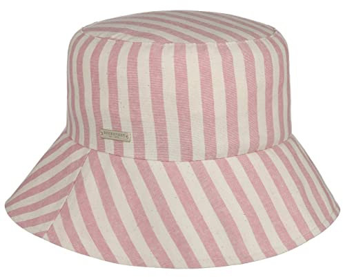 Seeberger Stripe Bucket Baumwollhut Stoffhut Fischerhut Sonnenhut Sommerhut Gartenhut (One Size - rosa)
