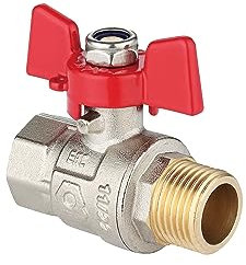zencQ Vanne à Bille Avec Poignée Papillon 1/2'' MF Poignée à levier- PN40 bar Vanne à Bille pour l'industrie, le commerce et le ménage, avec filetage intérieur et filetage extérieurv (1/2 pouce)