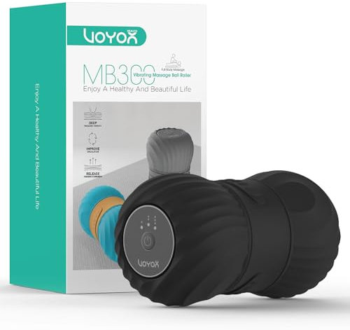 VOYOR-HEALTH Elektrisch Peanut Massageball, Faszienrolle Wirbelsäule mit Vibration, Wiederaufladbare Tiefengewebe-Triggerpunkt Selbstmassage-Ball für Faszientraining Muskelentspannung, MB300 (Schwarz)