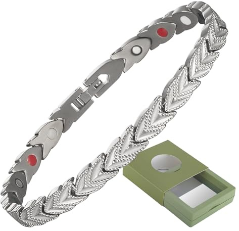 YINOX Supermagnetiskt armband för kvinnor, rostfritt stål magnetiskt armband, kärleksarmband för kvinnor, inkluderar 5-i-1 flera element och presentask (21 cm)