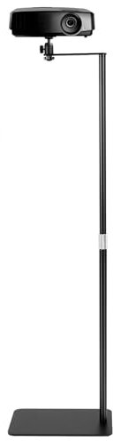 QWORK® Platzsparender L-Form Beamer Ständer mit Universelles 1/4 Gewinde - 360° Schwenkbarer - Höhenverstellbar 65-120 cm - Rutschfestem Unterlage - Kabelmanagement-Design