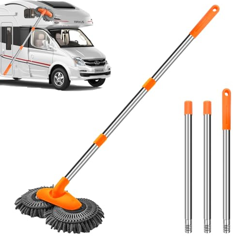 Spazzola per Lavaggio Auto,Spazzola Telescopica per Lavaggio,Microfiber Car Wash Mitt Non Scratch,Strumento di Pulizia Rimovibile a Due Teste,Spazzola Pulizia Auto per Auto Camper Camion SUV