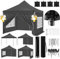 WOLTU Gazebo Pieghevole da Giardino 3x3m con Tetto a Punta, Gazebo Impermeabile, Tendone da Esterno Pergola Padiglione con 4 Pareti Laterali Rimovibili, Set di 4 Sacchi di Sabbia,Grigio