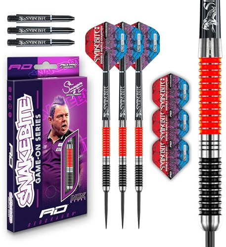 RED DRAGON Peter Snakebite Wright Game On Series 20g Stahlspitze Satz mit Dart Flüge und Dart-Schäften