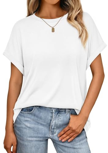 Cuptacc T-shirt damer rund hals kortärmad oversize t-tröja sommar casual vingärmar topp damer lös