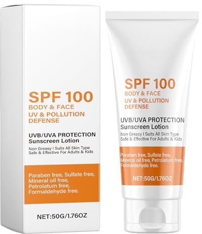Creme Solaire Visage SPF 100, Crème Solaire Hydratante Pour Le Visage Et Le Corps, Moisturising Sun Protection Cream, Résistant À L'eau, Respirant, Convient À TousLes Types De Peau, 50g