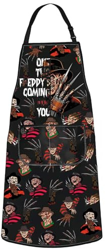 WZMPA Horror Glove Grilling Apron Glove Killier Fans Gift Glove Killing Adjustable Apron With Pockets Scary Killer Merch, One Two Ap, Medium