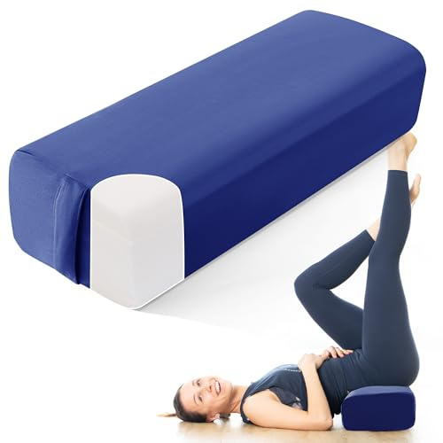 TOPROUD Cuscino Yoga, Bolster Yoga Rettangolare in Schiuma Monoblocco con Maniglia, Cuscino da Meditazione con Fodera Lavabile per Yoga Restaurativo e Meditazione