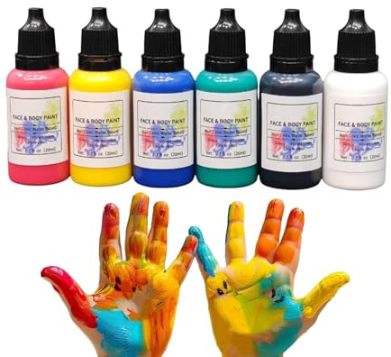 Pintura facial, pintura de maquillaje para cosplay de 6 colores, kit de pintura corporal a base de agua para Navidad, Halloween, para hombres, mujeres, niños, ojos, cara, fiesta, festival, maquillaje