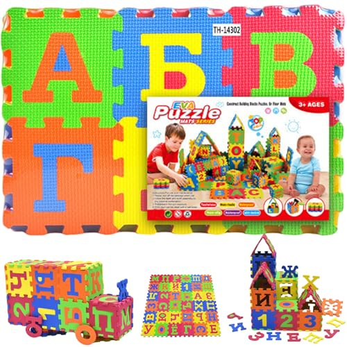 36-Fliesen-Puzzle-Teppich, 31 x 31 Eva-Schaumstoff-Babymatte für den Boden, ineinandergreifende russische Alphabet-Schaumstoff-Puzzlematte zum Spielen und Trainieren für Babys und Kleinkinder, Baby i