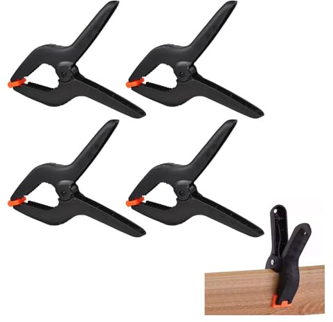 4 Pièces Pinces à Ressort Robustes de 4,5 pouces en Plastique Renforcé -pour Fonctions de Fixation de Fond de Mousseline, Toile, Papier, Studio Photo et Projets Artistiques, avec Poignée Ergonomique