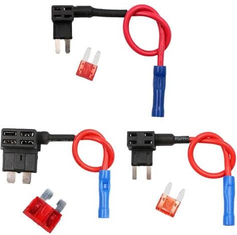 6 Pack Fuse Tap Kit, Assorted Piggy Back Fuse Connectors 12V, Compact Mini Circuit Adapter with 10A Blade Fuses, Reliable Blade Fuses Holder for Vehicles and Boats
