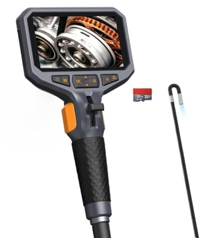 TESLONG TD450S 4.5Inch Screen Articulating Borescope 1080P 5 Inch IPS Two Way 360° Steering Endoscope Camera with 32GB TF Card(TD450S6.2)