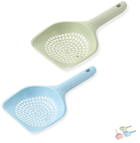 SXKJGQ Cat Litter Scoop, 2 Pcs Cat Poop Scooper with Sand Sifter, Large Litter Tray Scoops Set, Pooper Scooper Cleaning Tool for Kitty Litter Box