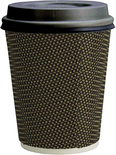 Signature Packaging - Luxury Ripple Paper Cups - 12oz / 354ml - 25 Pack - Insulated Takeaway Coffee Cups Disposable with Lids