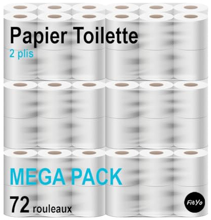 FitYo - Mega Pack de Rouleaux de Papier Hygiénique - Double Epaisseur - Usage Domestique ou Professionnel (72 rouleaux)
