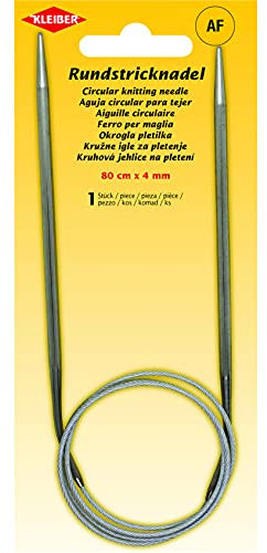 Kleiber + Co. GmbH 69954 Rundstricknadel, Metall, grau, 80 cm x 4 mm