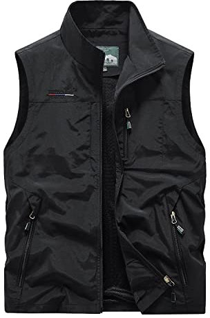 Oralidera Herren Outdoor-Weste Leichte Funktionale Arbeitsweste mit Vielen Taschen Anglerweste Jagd Wandern ärmellose Jacke Camping Fotografie Weste, Schwarz, M