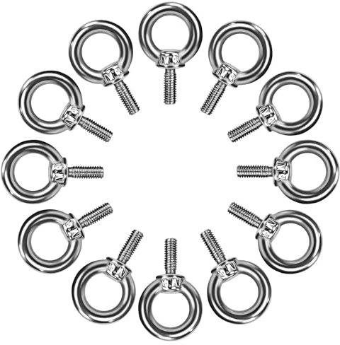QIMEI-SHOP Anillos de Elevación M4 Pernos de Ojo Cancamo Tornillos de Argollas de Acero Inoxidable 304 para Colgar y Fijar 12 Piezas