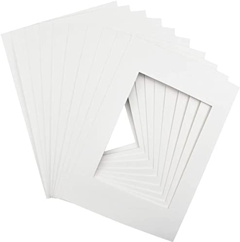 LATRAT 10 cornici di carta, formato A4, in cartone, colore bianco, senza acidi, passepartout