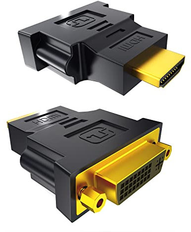 N NEWTOP Adattatore AD37 Convertitore DVI Femmina (24+5) Dual Link su HDMI Maschio (19 poli) Connettore Nero Dorato F-M Segnale Full HD 1080p Standard HDTV per Cavo Monitor Computer TV (1, Black)