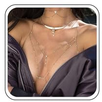 TseenYi Boho halsband BH pärlor kroppskedja halsband guld lager kroppskedja mode flerskiktad kroppskedja smycken för kvinnor och flickor (1 st)