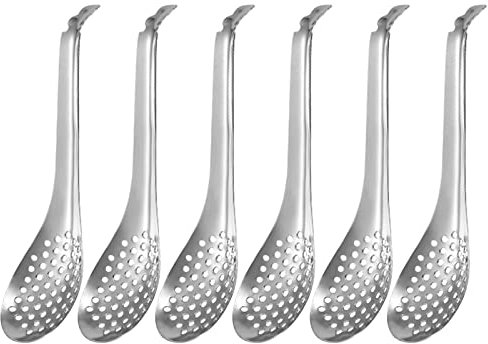6 Pcs Cucchiaio Molecolare per Salsa,WideSmart Cucchiaio Molecolare Cucchiaio di Caviale Cucchiaio Scanalato in Acciaio Inossidabile Cucchiaio per Sferificazione Cucchiaio Forato Con Foro per Cucina