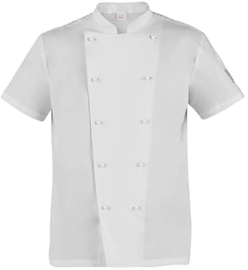 GIBLOR'S - Giacca Tommaso Uomo per Chef, Cuoco, in Cotone Elasticizzato, doppio petto, manica corta disponibile in diversi colori (Bianco M)