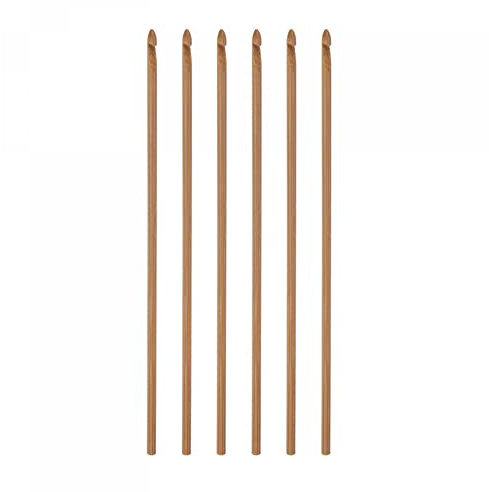 sourcing map Wooden Bamboo Crochet Hook 3.5mm US Size E (Size 4) Knitting Needles for DIY Craft Yarn 6Pcs